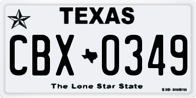 TX license plate CBX0349
