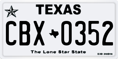 TX license plate CBX0352