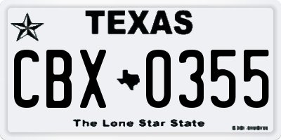 TX license plate CBX0355