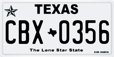 TX license plate CBX0356