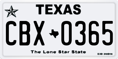 TX license plate CBX0365