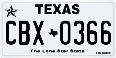 TX license plate CBX0366
