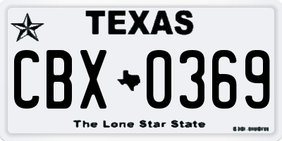 TX license plate CBX0369