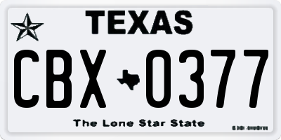 TX license plate CBX0377