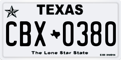 TX license plate CBX0380