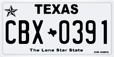 TX license plate CBX0391
