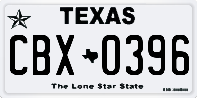 TX license plate CBX0396