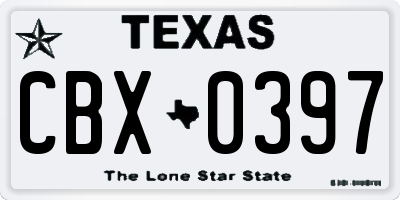 TX license plate CBX0397