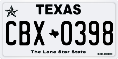 TX license plate CBX0398