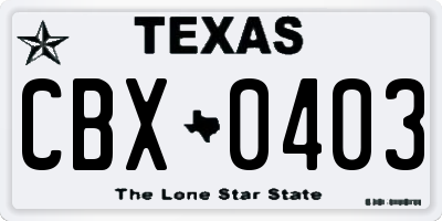 TX license plate CBX0403