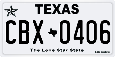 TX license plate CBX0406