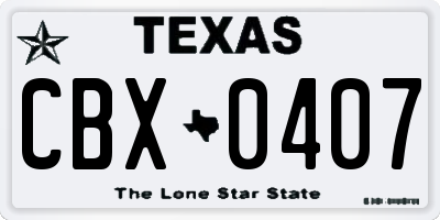 TX license plate CBX0407