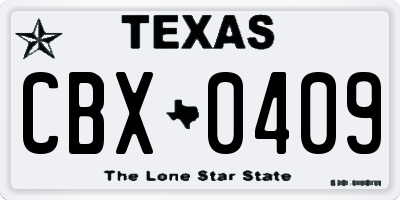 TX license plate CBX0409