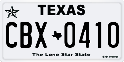 TX license plate CBX0410