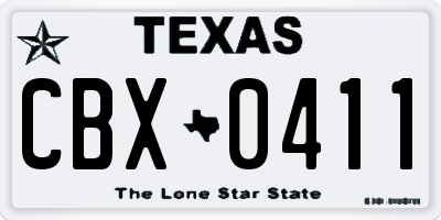 TX license plate CBX0411