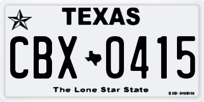 TX license plate CBX0415