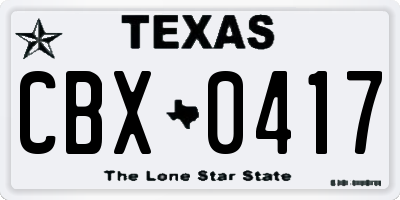 TX license plate CBX0417