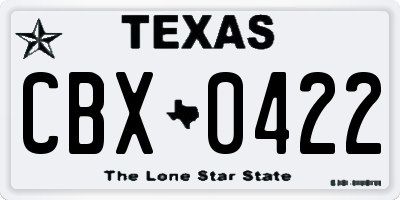 TX license plate CBX0422