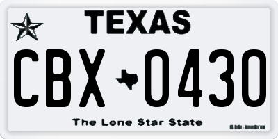 TX license plate CBX0430