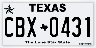 TX license plate CBX0431