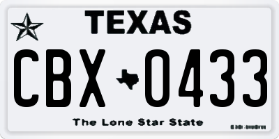 TX license plate CBX0433