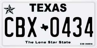 TX license plate CBX0434
