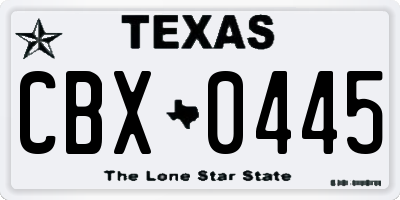 TX license plate CBX0445