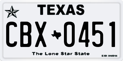 TX license plate CBX0451