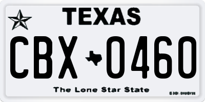 TX license plate CBX0460