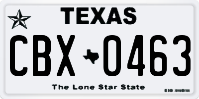 TX license plate CBX0463