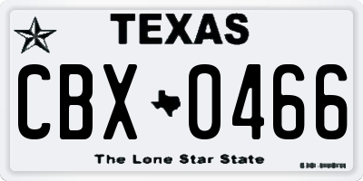 TX license plate CBX0466