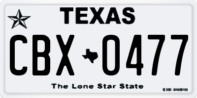 TX license plate CBX0477