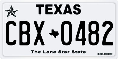 TX license plate CBX0482