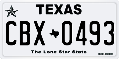 TX license plate CBX0493