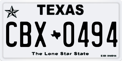 TX license plate CBX0494