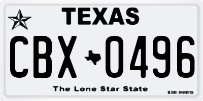 TX license plate CBX0496