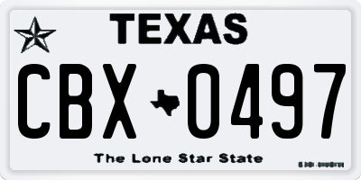 TX license plate CBX0497