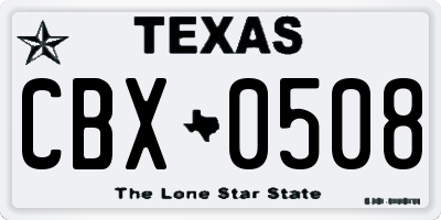 TX license plate CBX0508