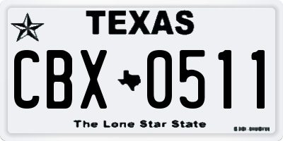 TX license plate CBX0511