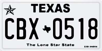 TX license plate CBX0518