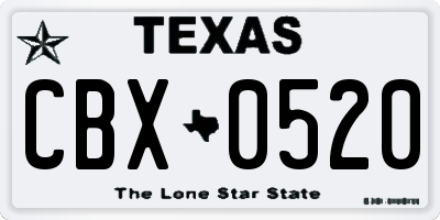 TX license plate CBX0520