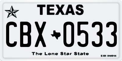 TX license plate CBX0533