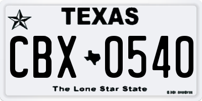 TX license plate CBX0540