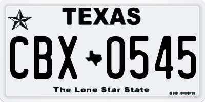 TX license plate CBX0545