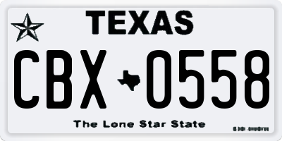 TX license plate CBX0558