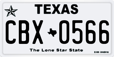 TX license plate CBX0566