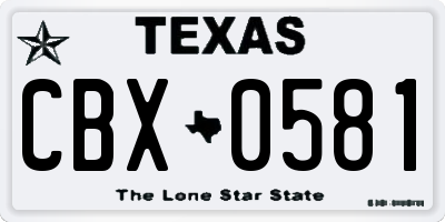 TX license plate CBX0581