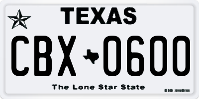TX license plate CBX0600