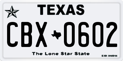 TX license plate CBX0602