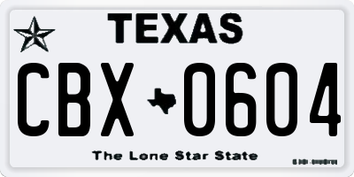 TX license plate CBX0604